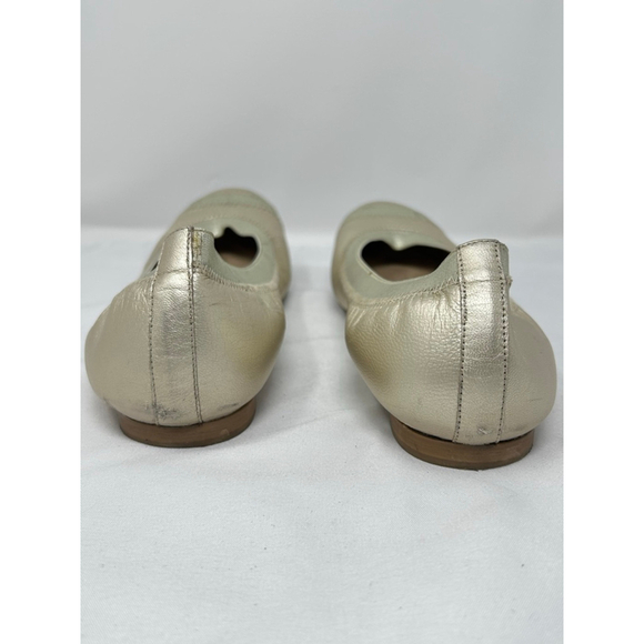 Stuart Weitzman Gold Ballet Flats Metallic Leather Round Toe Women’s 8 - Picture 4 of 9